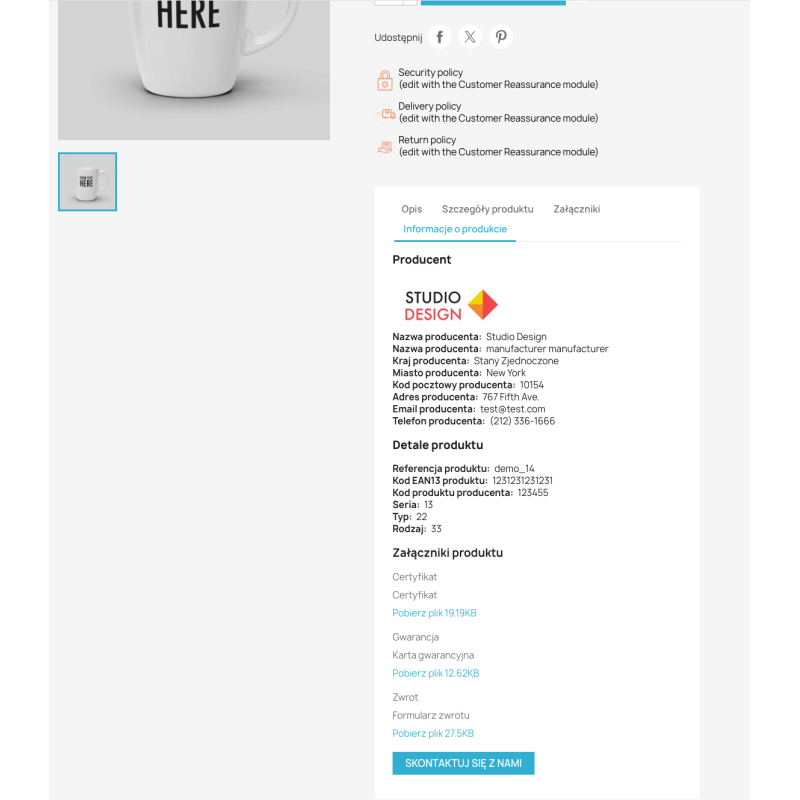 Dostosowanie  do wymogów GPSR - moduł PrestaShop