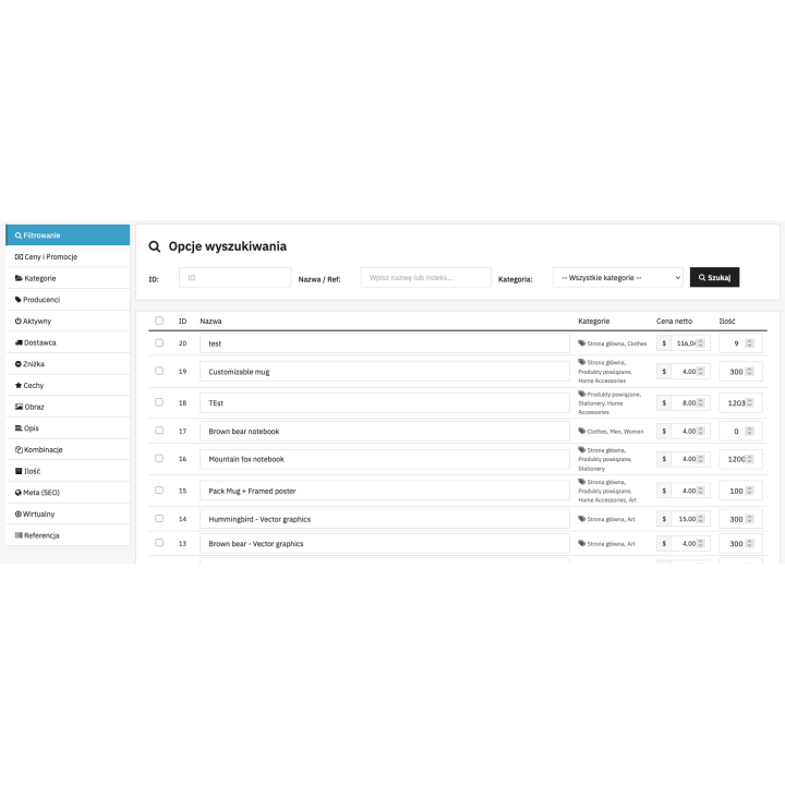 Masowa edycja produktów