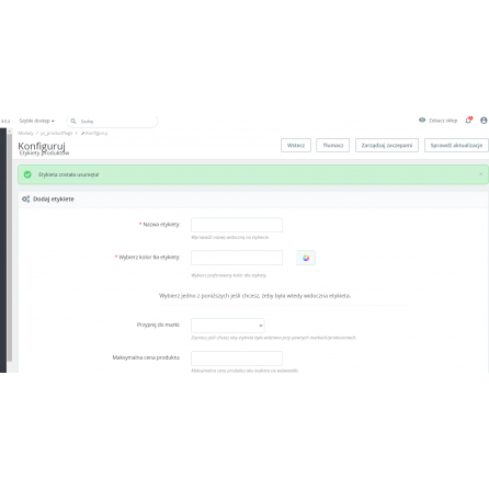 Etykiety na Produktach - Moduł dla PrestaShop