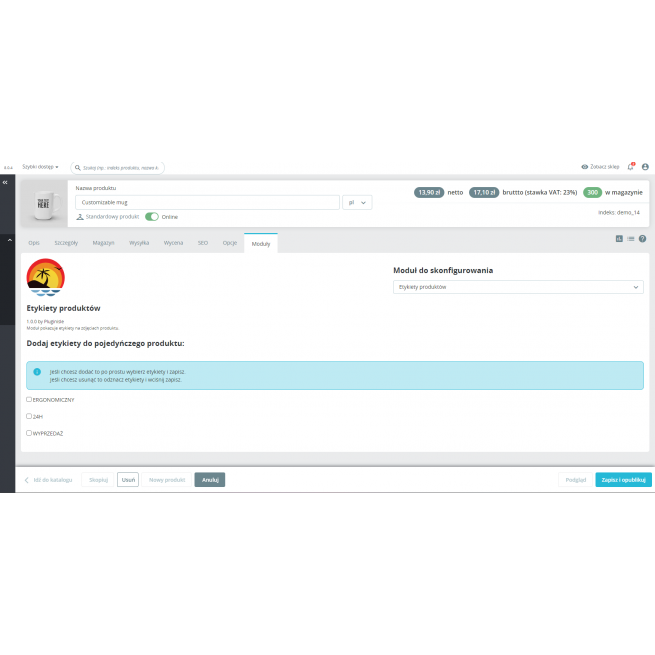 Etykiety na Produktach - Moduł dla PrestaShop