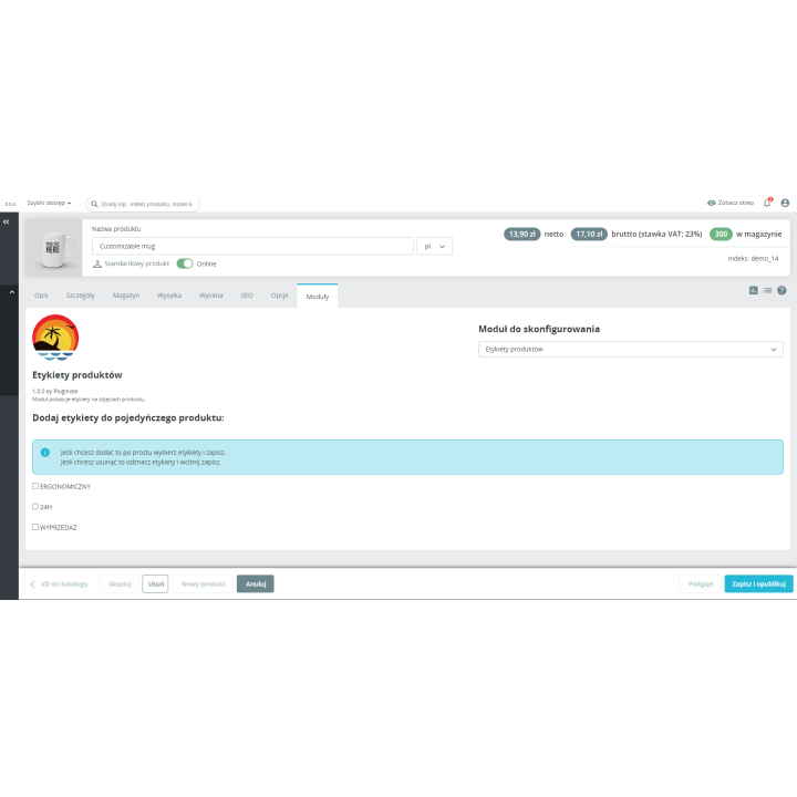 Etykiety na Produktach - Moduł dla PrestaShop
